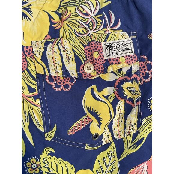 Polo Ralph Lauren Tropical Floral Print Swim Trunks Board Shorts Men M Blue - Picture 5 of 9